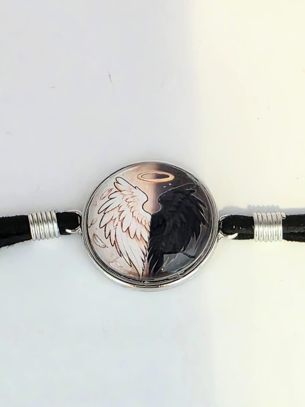 Good Omens Inspired Split Wing 20mm Faux Suede Adjustable Bracelet