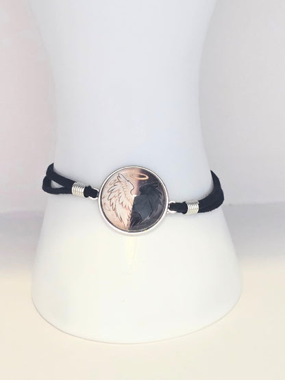 Good Omens Inspired Split Wing 20mm Faux Suede Adjustable Bracelet
