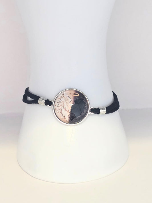 Good Omens Inspired Split Wing 20mm Faux Suede Adjustable Bracelet