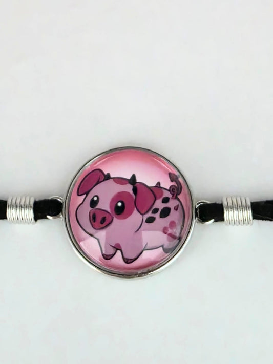 Hazbin Hotel Inspired Fat Nuggets 20mm Faux Suede Adjustable Bracelet