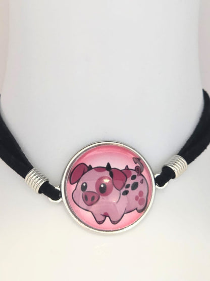 Hazbin Hotel Inspired Fat Nuggets 20mm Faux Suede Adjustable Bracelet