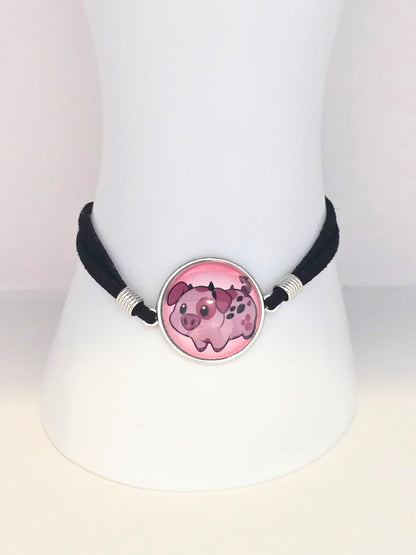 Hazbin Hotel Inspired Fat Nuggets 20mm Faux Suede Adjustable Bracelet