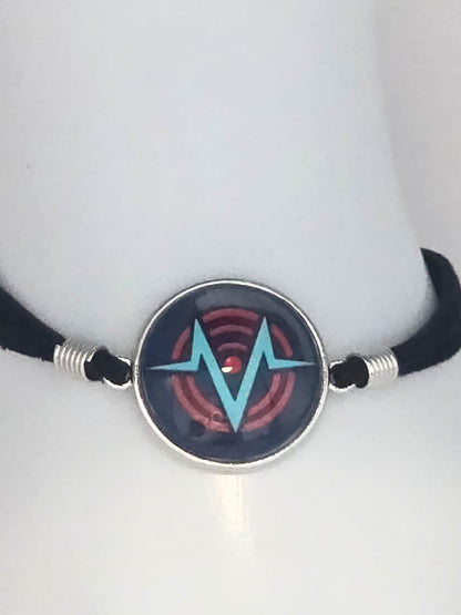 Hazbin Hotel Inspired VoxTek Logo 20mm Faux Suede Adjustable Bracelet