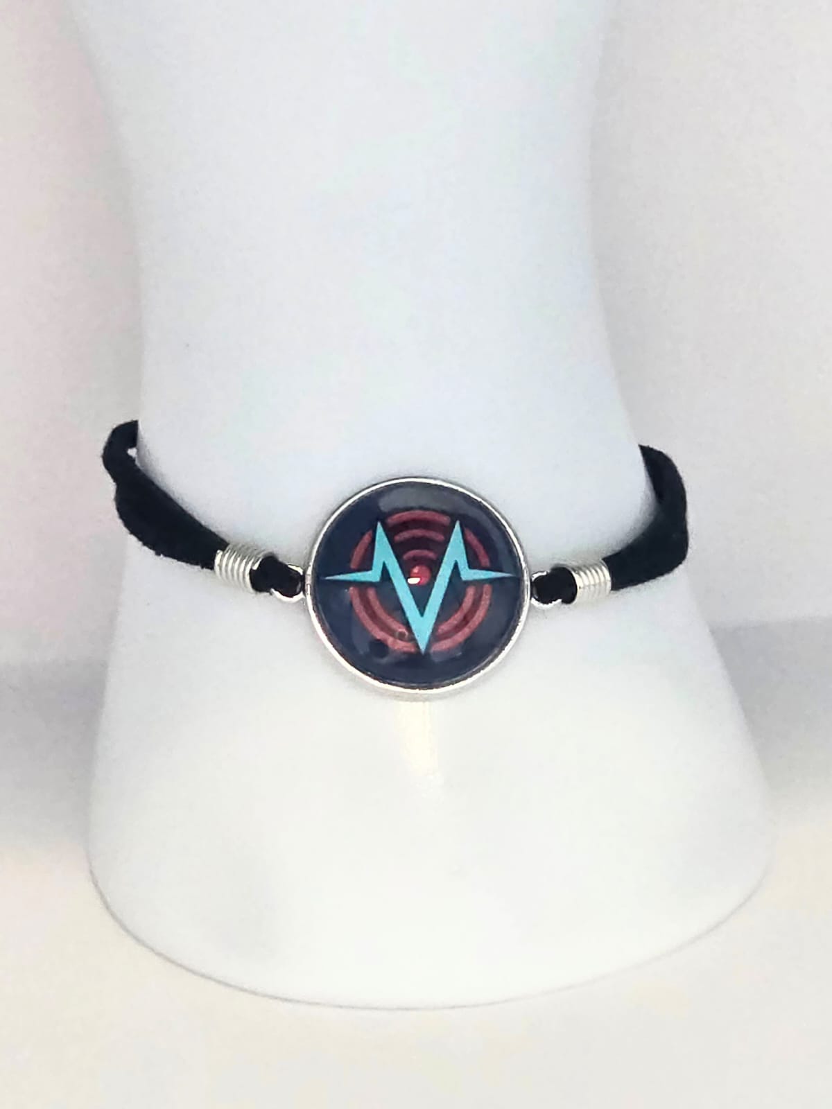 Hazbin Hotel Inspired VoxTek Logo 20mm Faux Suede Adjustable Bracelet