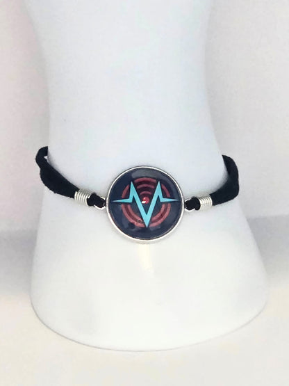 Hazbin Hotel Inspired VoxTek Logo 20mm Faux Suede Adjustable Bracelet