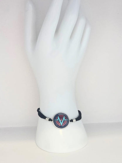 Hazbin Hotel Inspired VoxTek Logo 20mm Faux Suede Adjustable Bracelet