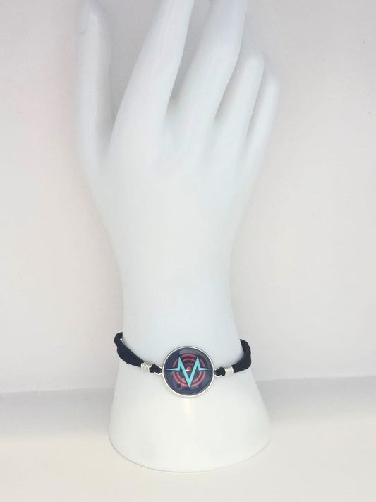 Hazbin Hotel Inspired VoxTek Logo 20mm Faux Suede Adjustable Bracelet