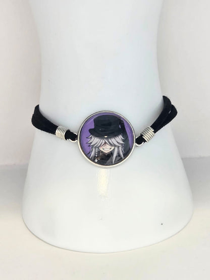 Black Butler (kuroshitsuji) Inspired Undertaker 20mm Faux Suede Adjustable Bracelet