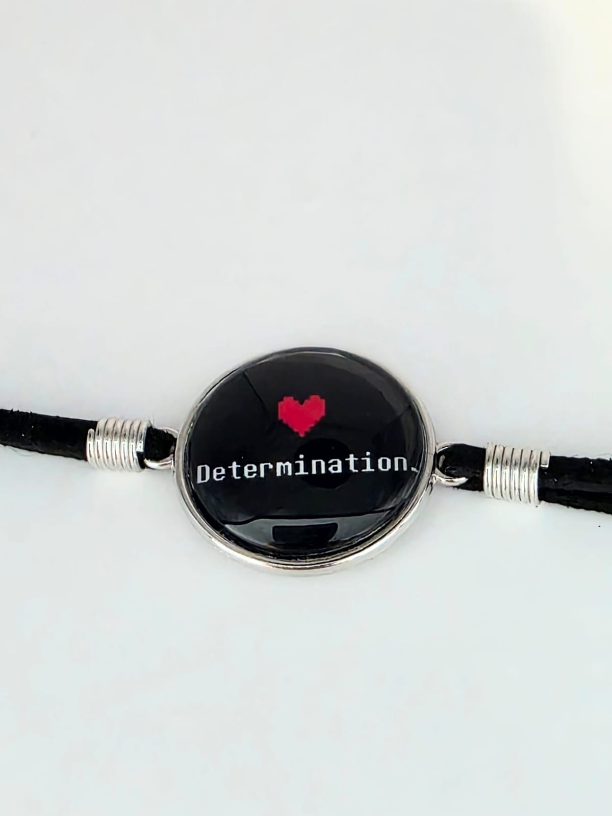 Undertale Inspired Determination 20mm Faux Suede Adjustable Bracelet