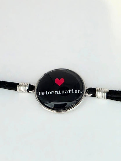 Undertale Inspired Determination 20mm Faux Suede Adjustable Bracelet