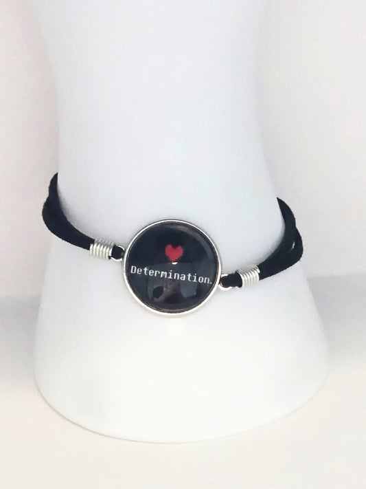Undertale Inspired Determination 20mm Faux Suede Adjustable Bracelet