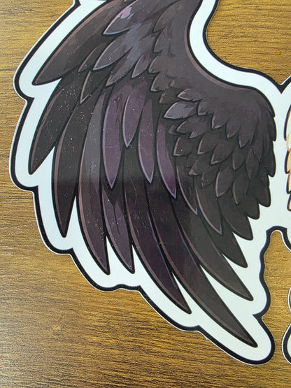 Good Omens Inspired Split Wings Glossy Die Cut Sticker | 2 Sizes Available