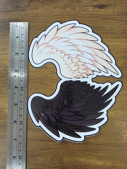 Good Omens Inspired Split Wings Glossy Die Cut Sticker | 2 Sizes Available