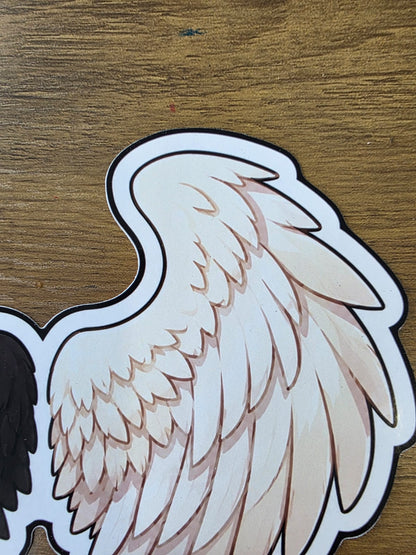Good Omens Inspired Split Wings Glossy Die Cut Sticker | 2 Sizes Available
