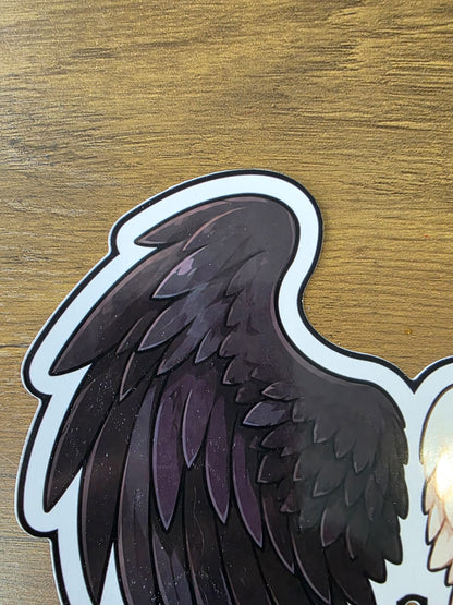 Good Omens Inspired Split Wings Glossy Die Cut Sticker | 2 Sizes Available