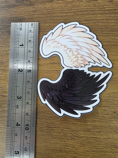 Good Omens Inspired Split Wings Glossy Die Cut Sticker | 2 Sizes Available