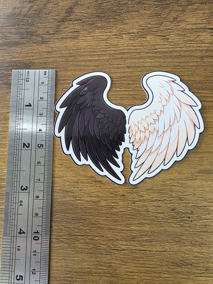 Good Omens Inspired Split Wings Glossy Die Cut Sticker | 2 Sizes Available