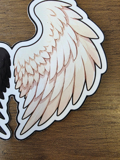 Good Omens Inspired Split Wings Glossy Die Cut Sticker | 2 Sizes Available