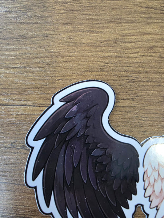 Good Omens Inspired Split Wings Glossy Die Cut Sticker | 2 Sizes Available