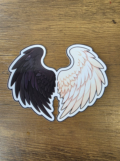 Good Omens Inspired Split Wings Glossy Die Cut Sticker | 2 Sizes Available