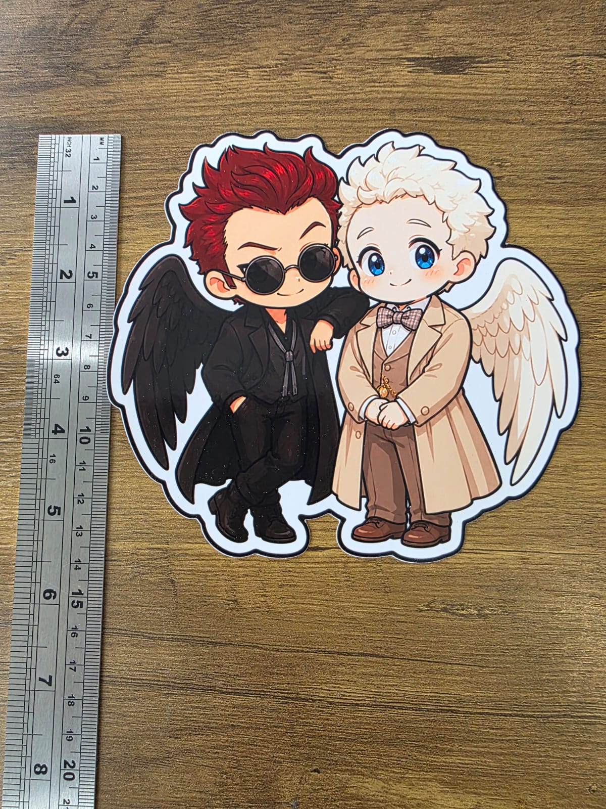 Good Omens Inspired Crowley & Aziraphale Glossy Die Cut Sticker | 2 Sizes Available