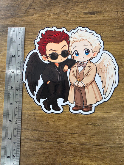 Good Omens Inspired Crowley & Aziraphale Glossy Die Cut Sticker | 2 Sizes Available