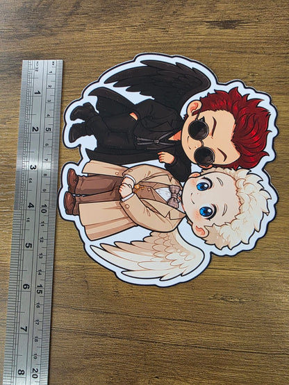 Good Omens Inspired Crowley & Aziraphale Glossy Die Cut Sticker | 2 Sizes Available
