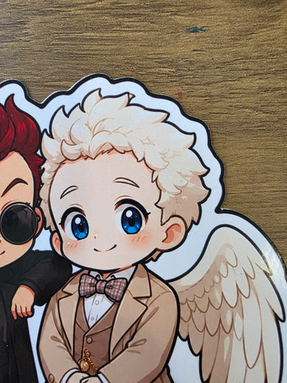 Good Omens Inspired Crowley & Aziraphale Glossy Die Cut Sticker | 2 Sizes Available