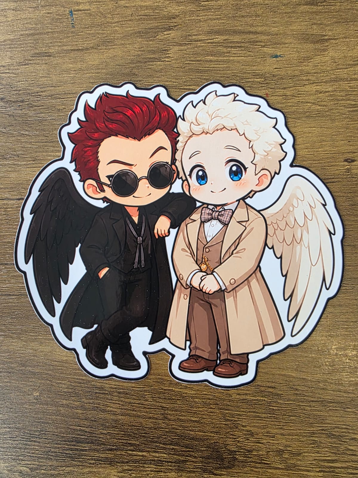 Good Omens Inspired Crowley & Aziraphale Glossy Die Cut Sticker | 2 Sizes Available