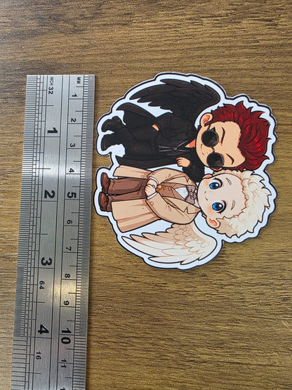 Good Omens Inspired Crowley & Aziraphale Glossy Die Cut Sticker | 2 Sizes Available