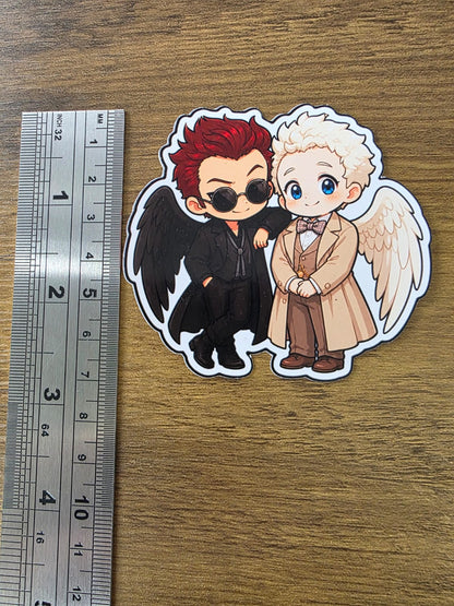 Good Omens Inspired Crowley & Aziraphale Glossy Die Cut Sticker | 2 Sizes Available