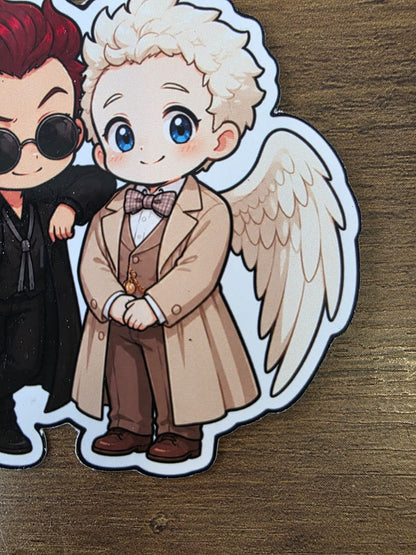 Good Omens Inspired Crowley & Aziraphale Glossy Die Cut Sticker | 2 Sizes Available