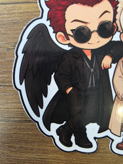 Good Omens Inspired Crowley & Aziraphale Glossy Die Cut Sticker | 2 Sizes Available