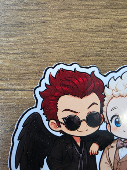 Good Omens Inspired Crowley & Aziraphale Glossy Die Cut Sticker | 2 Sizes Available