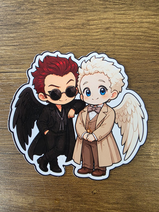 Good Omens Inspired Crowley & Aziraphale Glossy Die Cut Sticker | 2 Sizes Available
