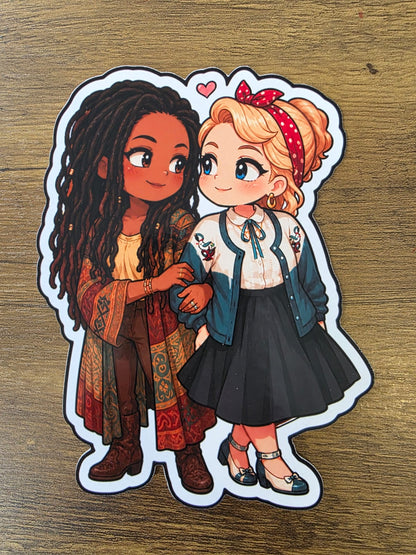 Good Omens Inspired Nina & Maggie Glossy Die Cut Sticker | 2 Sizes Available