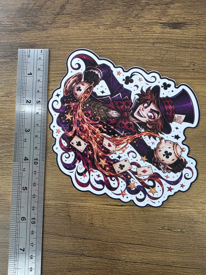 Alice in Wonderland Inspired Hatter Tea Glossy Die Cut Sticker | 2 Sizes Available