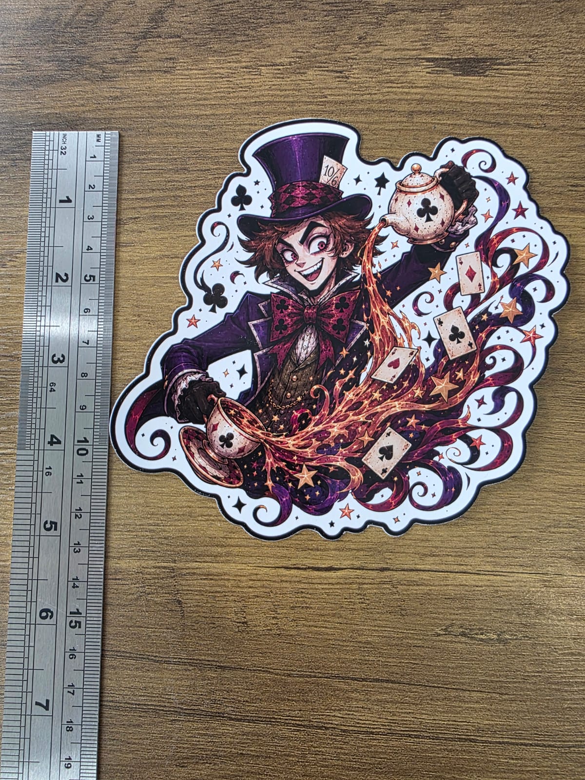 Alice in Wonderland Inspired Hatter Tea Glossy Die Cut Sticker | 2 Sizes Available