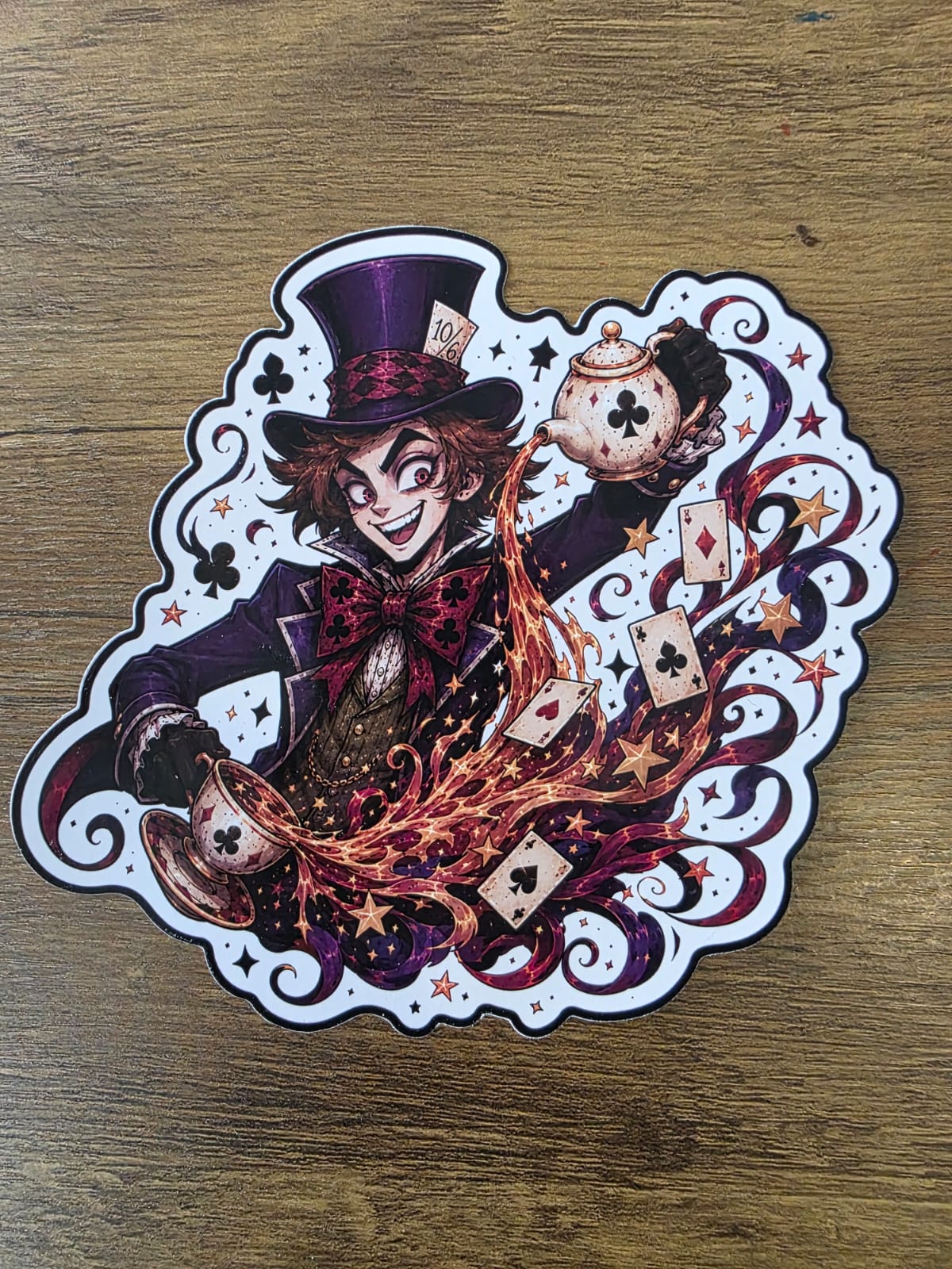 Alice in Wonderland Inspired Hatter Tea Glossy Die Cut Sticker | 2 Sizes Available