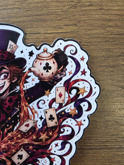 Alice in Wonderland Inspired Hatter Tea Glossy Die Cut Sticker | 2 Sizes Available