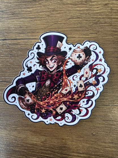 Alice in Wonderland Inspired Hatter Tea Glossy Die Cut Sticker | 2 Sizes Available