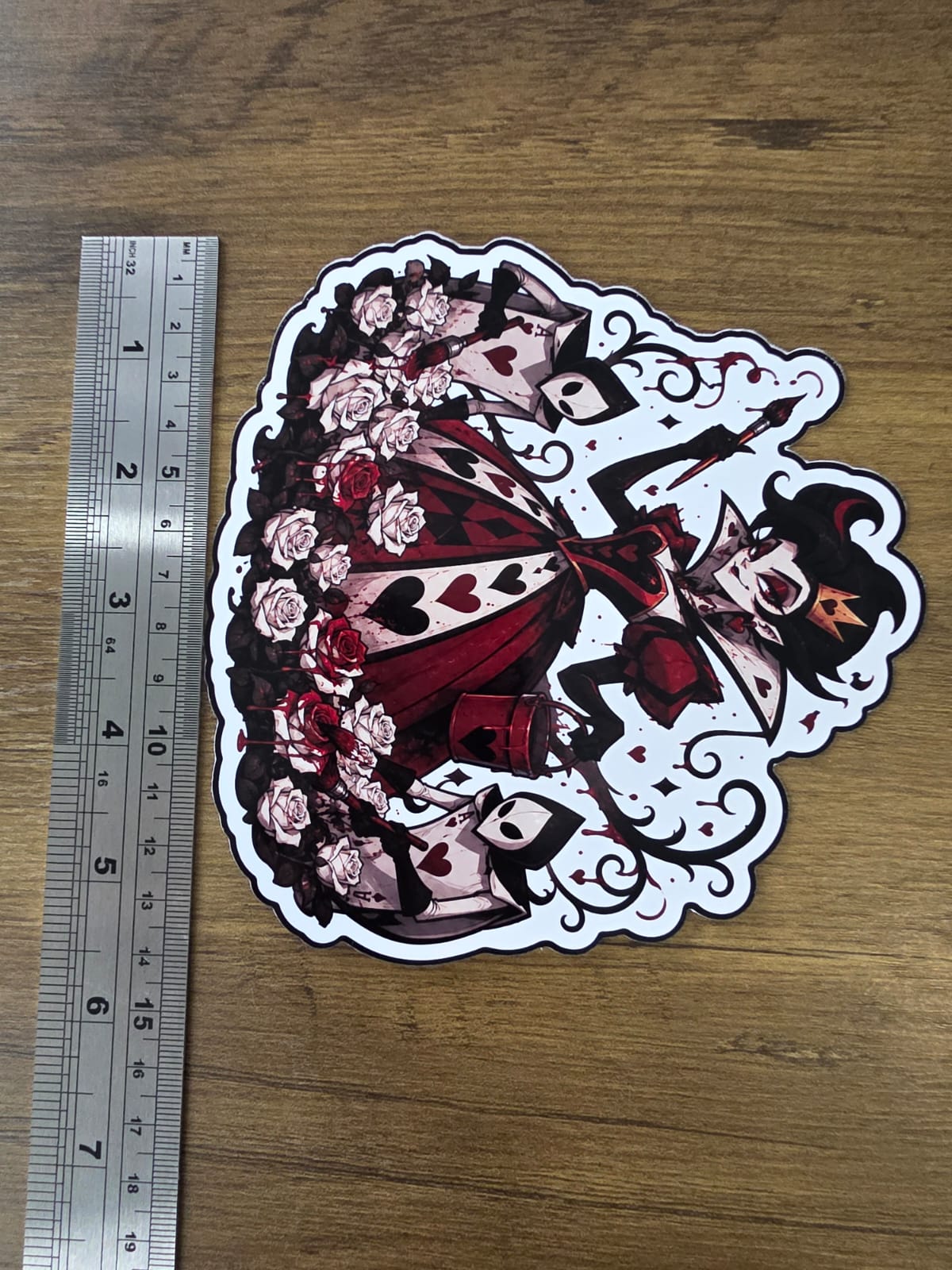 Alice in Wonderland Inspired Queen of Hearts Painting Roses Glossy Die Cut Sticker | 2 Sizes Available