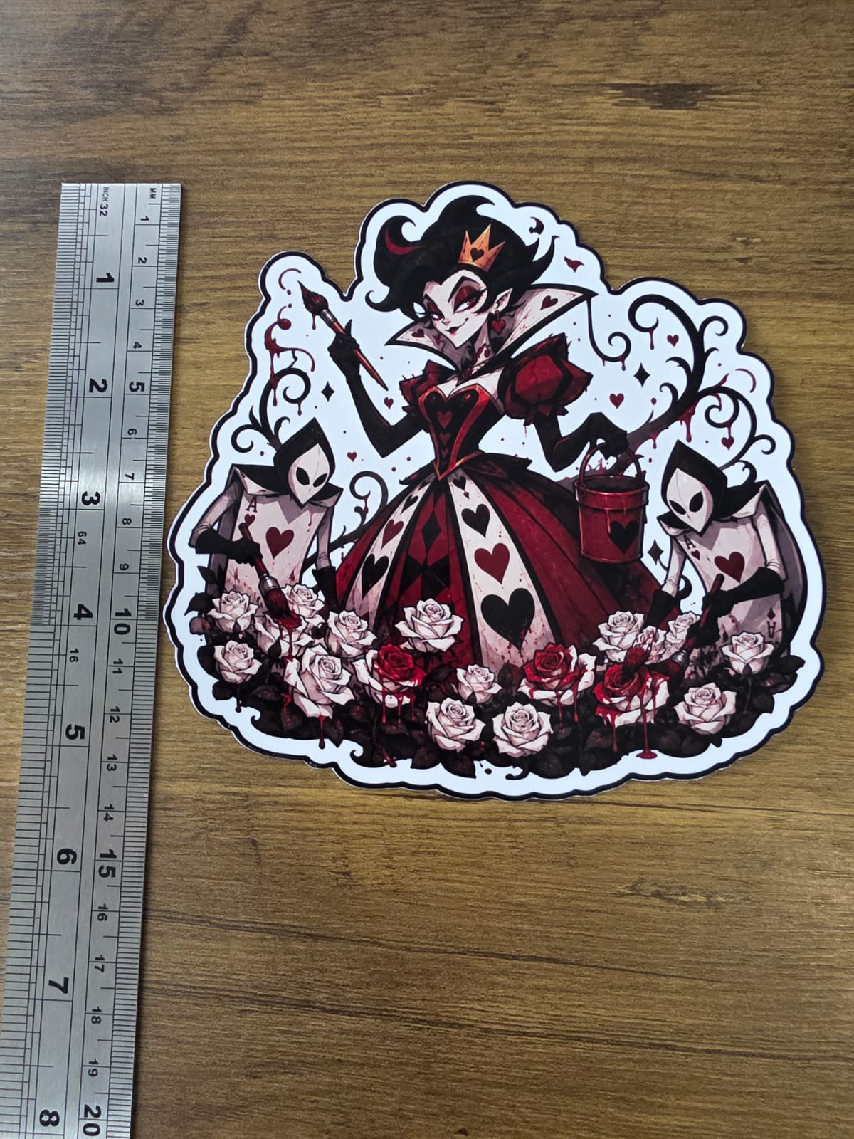 Alice in Wonderland Inspired Queen of Hearts Painting Roses Glossy Die Cut Sticker | 2 Sizes Available