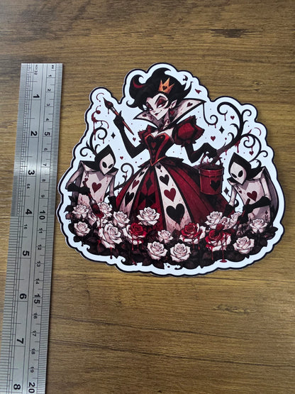 Alice in Wonderland Inspired Queen of Hearts Painting Roses Glossy Die Cut Sticker | 2 Sizes Available