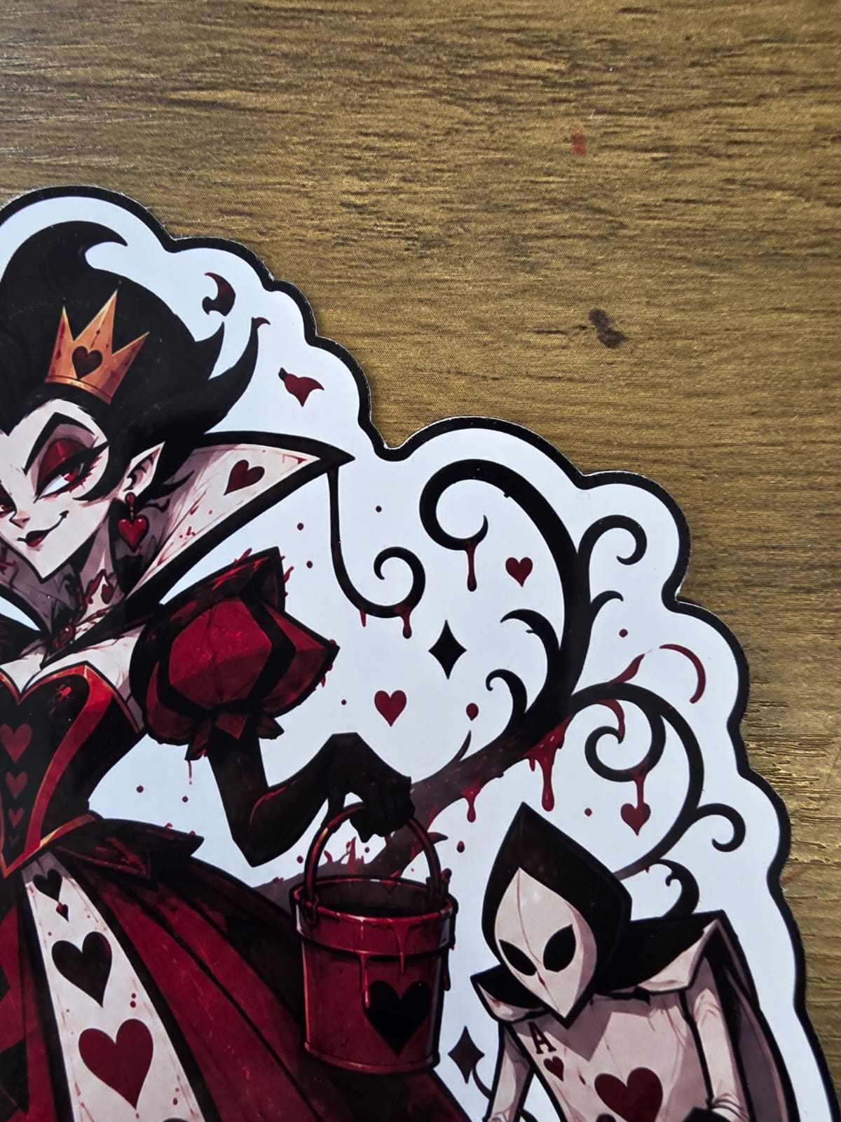 Alice in Wonderland Inspired Queen of Hearts Painting Roses Glossy Die Cut Sticker | 2 Sizes Available
