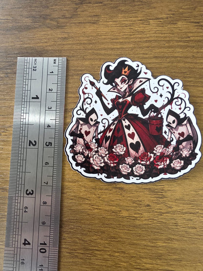 Alice in Wonderland Inspired Queen of Hearts Painting Roses Glossy Die Cut Sticker | 2 Sizes Available