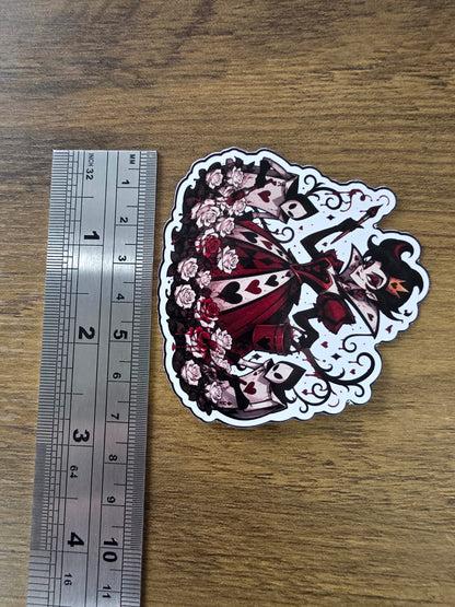 Alice in Wonderland Inspired Queen of Hearts Painting Roses Glossy Die Cut Sticker | 2 Sizes Available
