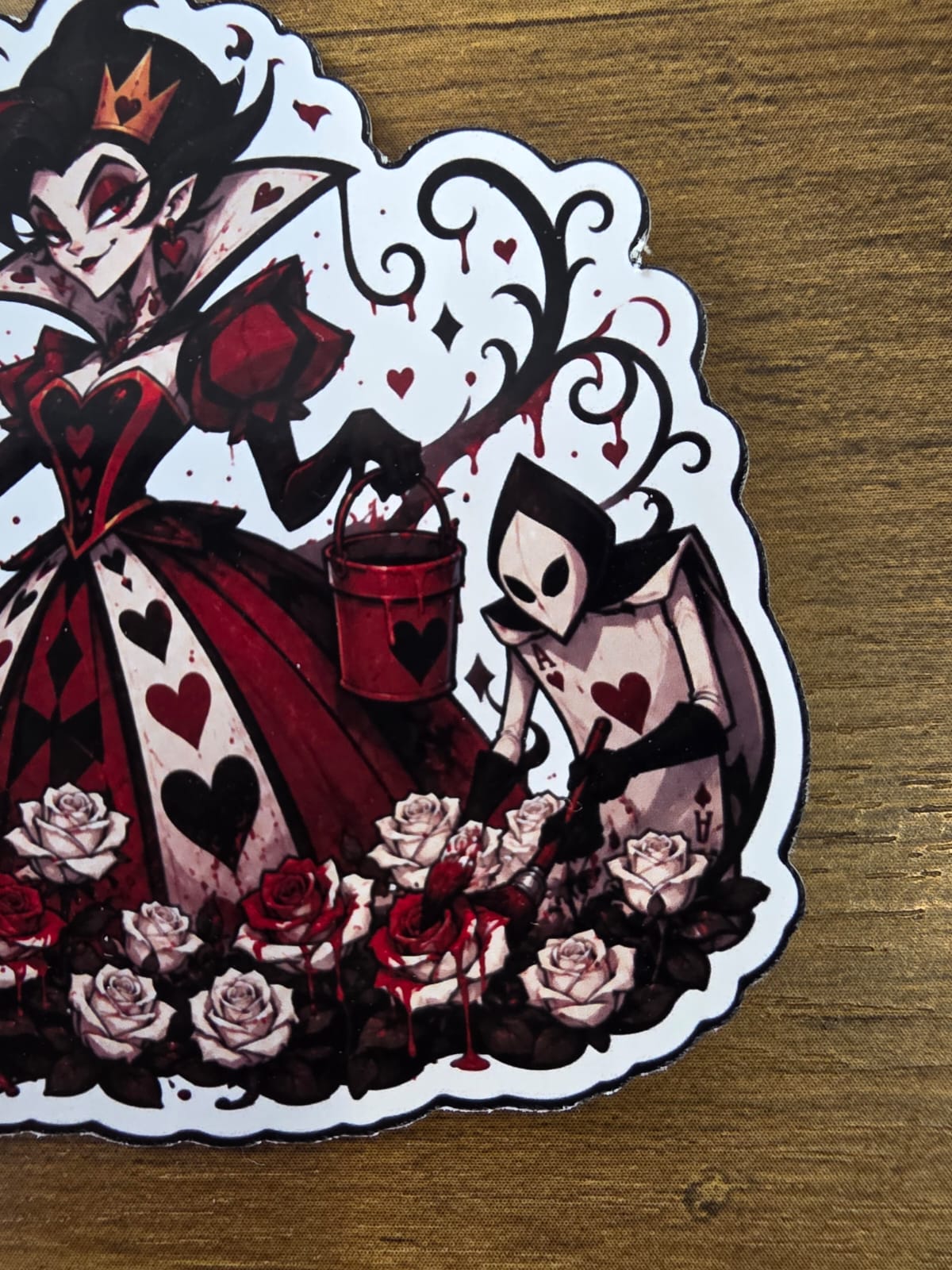 Alice in Wonderland Inspired Queen of Hearts Painting Roses Glossy Die Cut Sticker | 2 Sizes Available