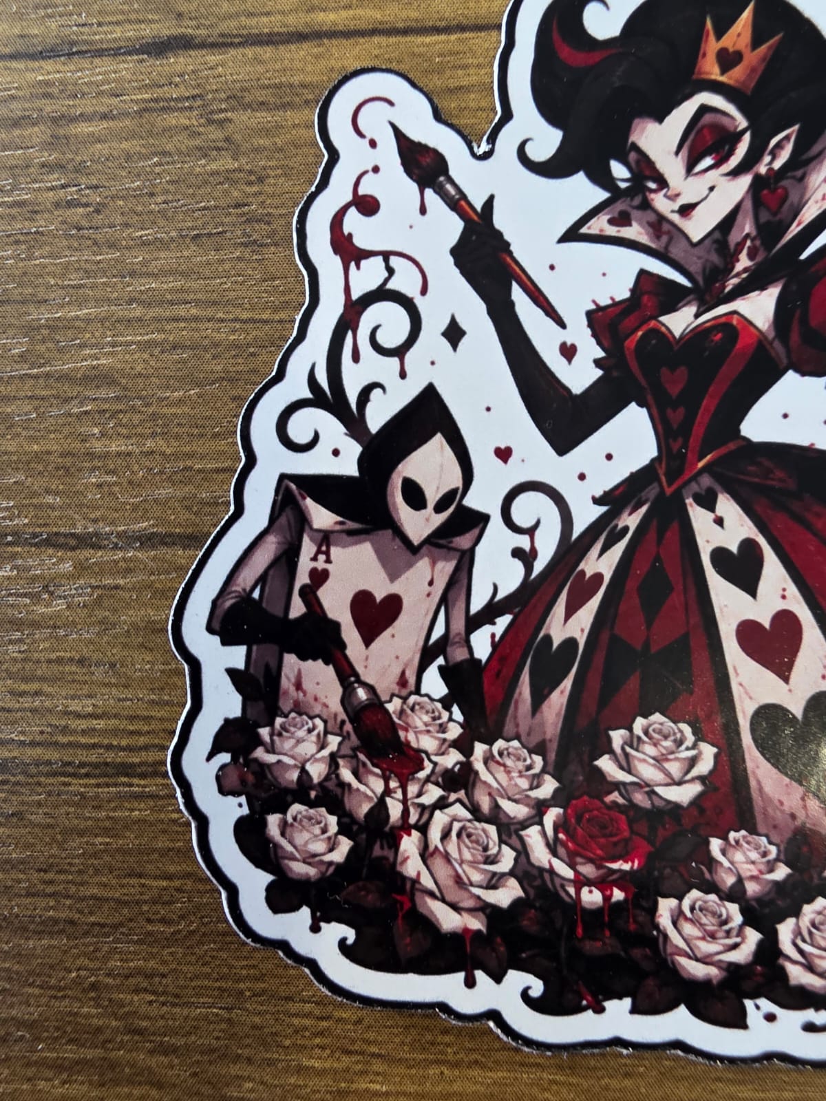 Alice in Wonderland Inspired Queen of Hearts Painting Roses Glossy Die Cut Sticker | 2 Sizes Available