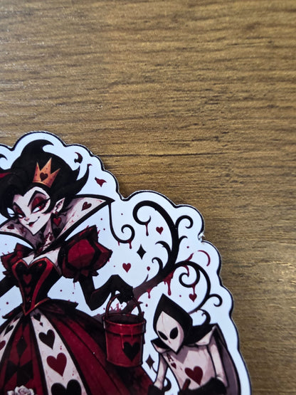 Alice in Wonderland Inspired Queen of Hearts Painting Roses Glossy Die Cut Sticker | 2 Sizes Available